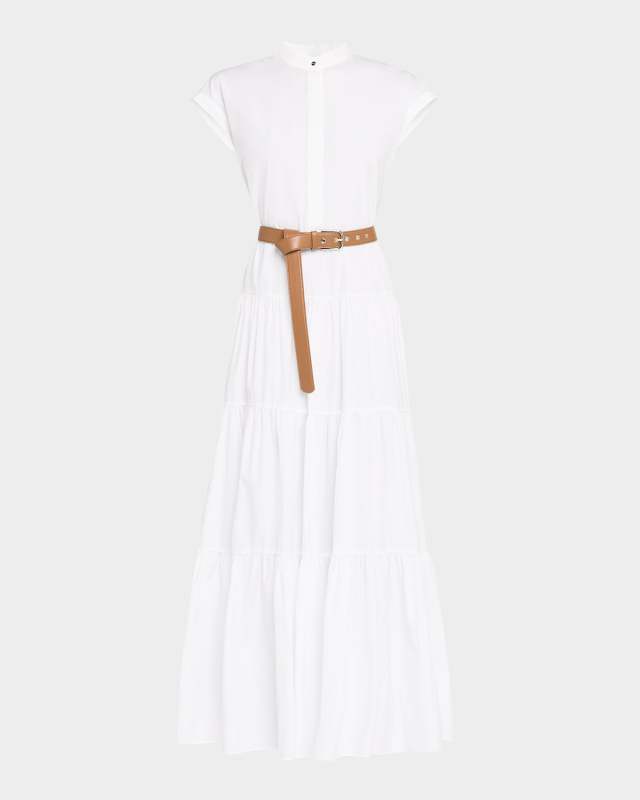 Bairo Tiered Cap-Sleeve Cotton Midi Dress
